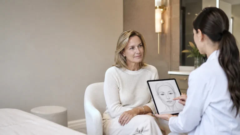 Endolifting öncesinde yüz anatomisi ve beklentilerin değerlendirildiği temsili konsültasyon