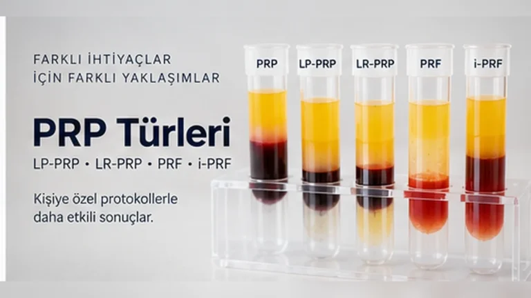 LP-PRP, LR-PRP, PRF ve i-PRF türlerinin karşılaştırmalı rejeneratif tedavi görseli