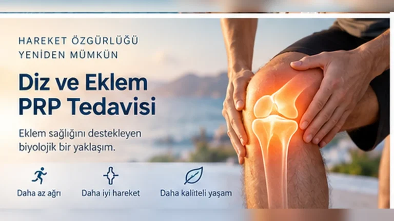 Diz ve eklem PRP uygulamasını ve diz osteoartritinde rejeneratif yaklaşımı anlatan görsel
