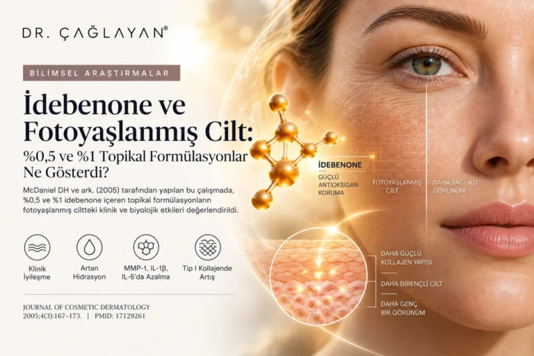 İdebenone ve fotoyaşlanmış cilt üzerine %0,5 ve %1 topikal formülasyonların değerlendirildiği bilimsel araştırma
