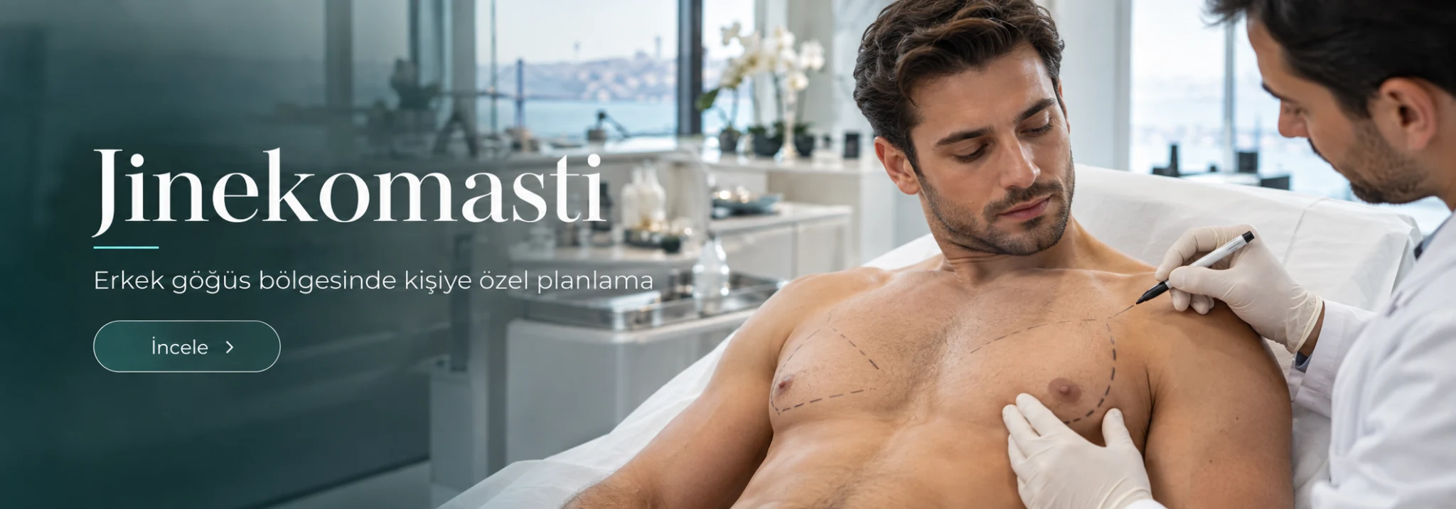 Bodrum Beurteilung von Gynäkomastie und Pseudogynäkomastie, männliche Brustkontur und individuelle Planung