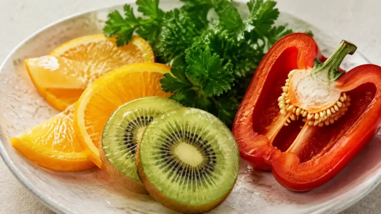 C vitamini kaynakları portakal, kivi, biber ve maydanoz
