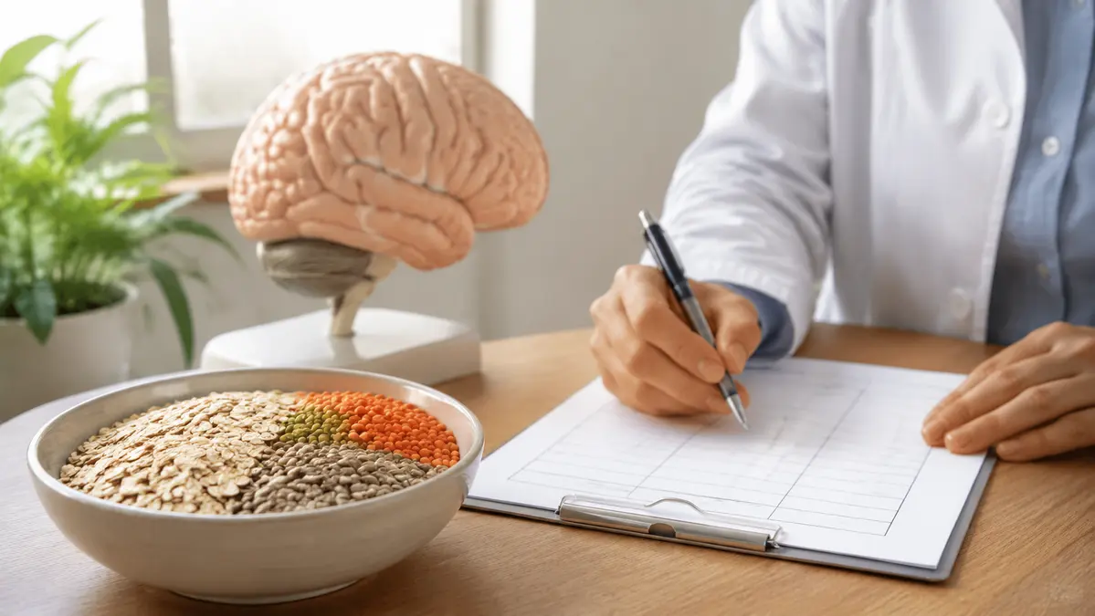 B1 vitamini kaynakları ve sinir sistemiyle ilişkili beslenme değerlendirmesini gösteren temsili görsel