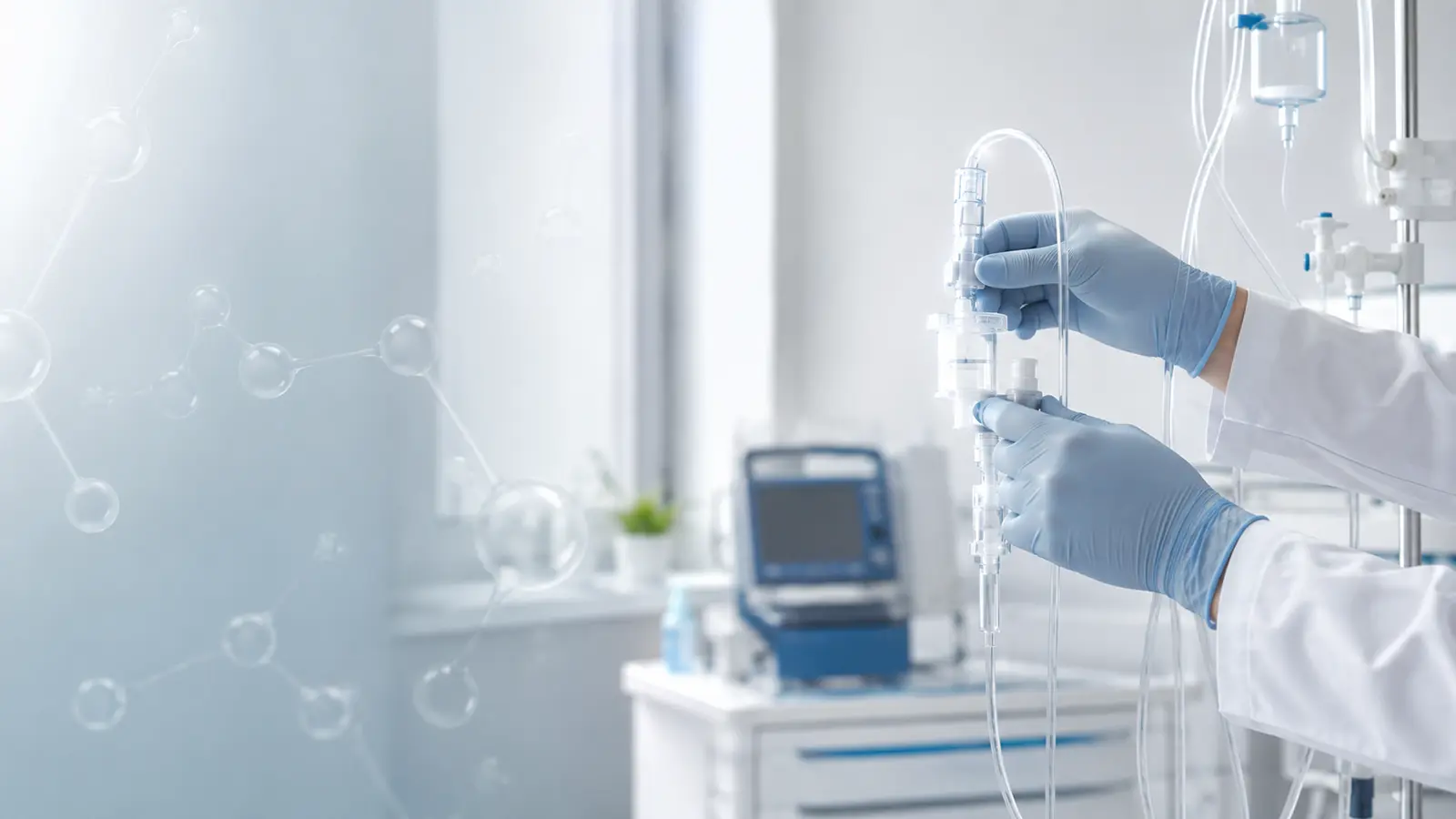 Hekim gözetiminde medikal ozon terapi için kapalı sistem hazırlığı