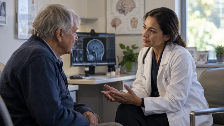 Parkinson hastalığında apati değerlendirmesi için nöroloji hekimi ile ileri yaş hasta görüşmesi
