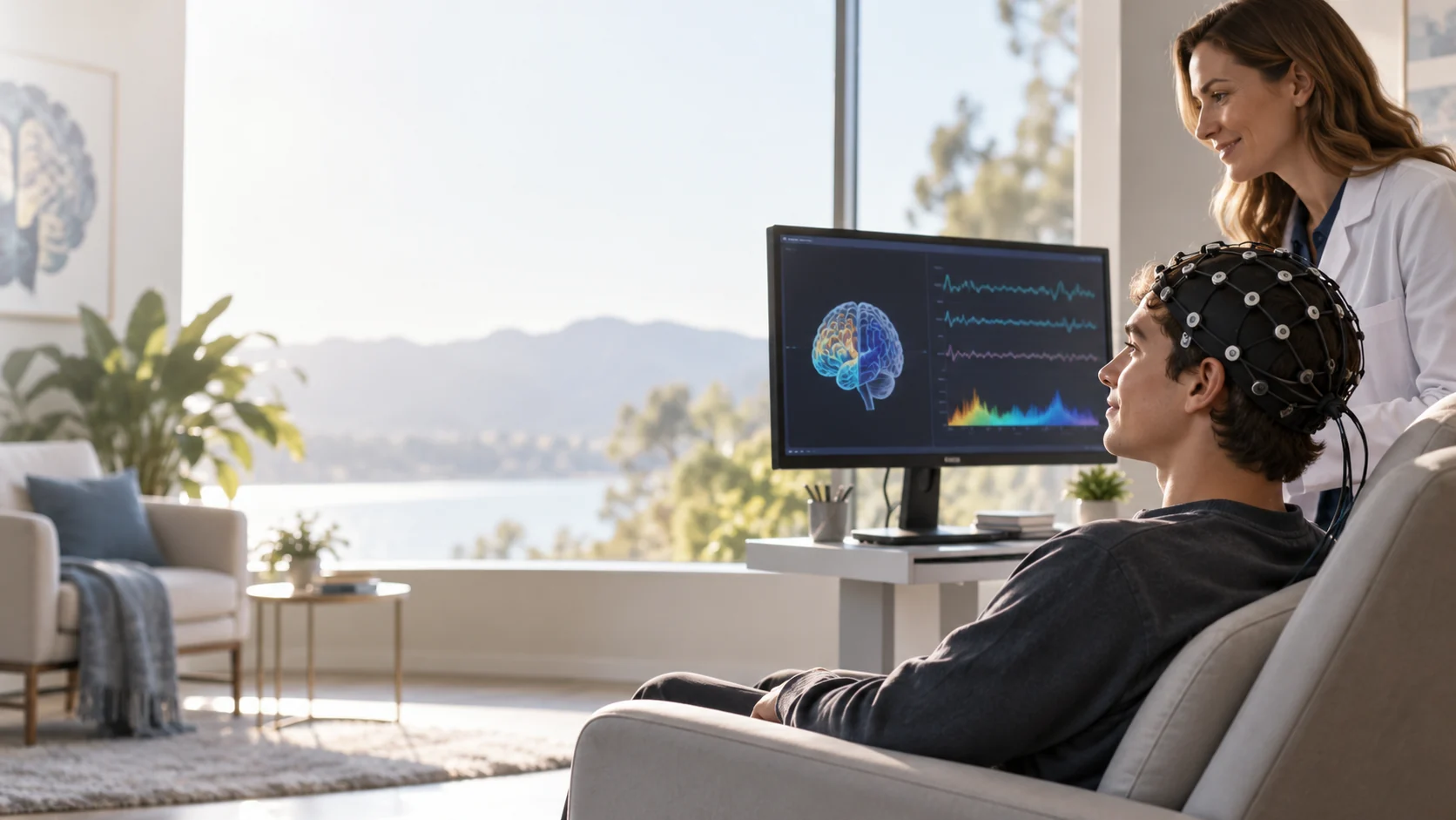 Bodrum kliniğinde neurofeedback seansı ve EEG tabanlı beyin eğitimi uygulaması