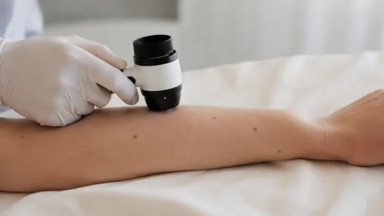 Cilt ve bağ dokusu değerlendirmesini simgeleyen temsili dermatoskop muayenesi