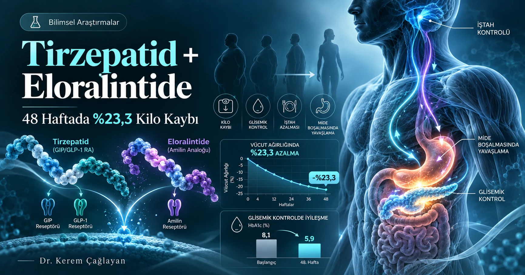 Tirzepatid ve eloralintide kombinasyonu ile 48 haftalık kilo kaybı araştırması